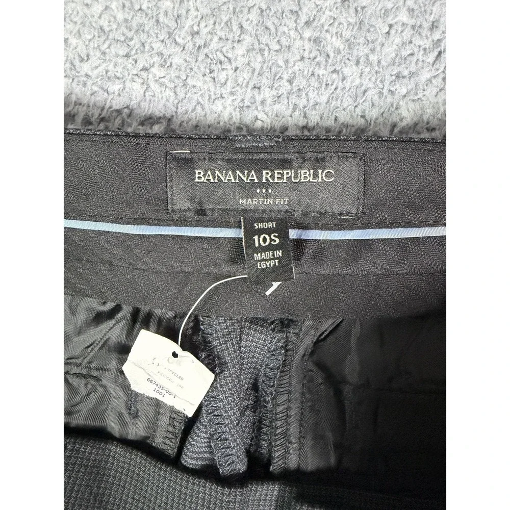 NWT Banana Republic Martin Fit Pants 10S Dark Gray Houndstooth Straight Leg Work